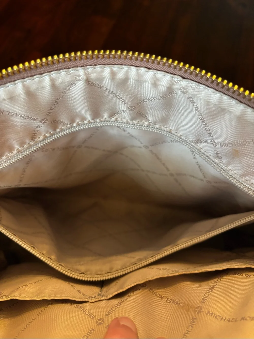 Michael Kors Taupe Saffiano Leather Tote with Gold Hardware
